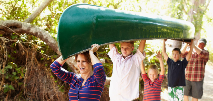 family canoeing